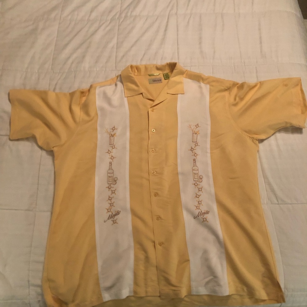 Yellow and white 4xlt cubavera shirt